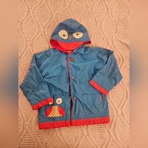 SKIP HOP Kids ZOO Owl  hooded Rain Coat toddler/boys/girls size 5/6